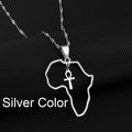 Egyptian Ankh Cross Africa Map Necklace — Stainless Steel