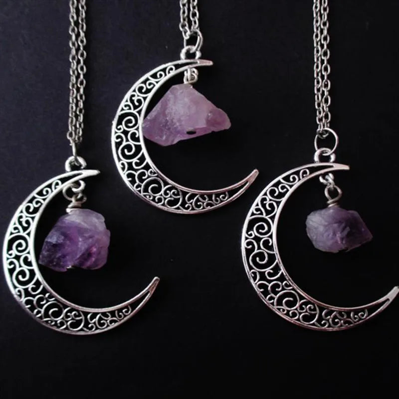 Goth Crescent Moon Necklace Dark Red Pendant Wiccan Witch Statement Mystical Charm Amulet Halfmoon Luna Vampire Jewelry
