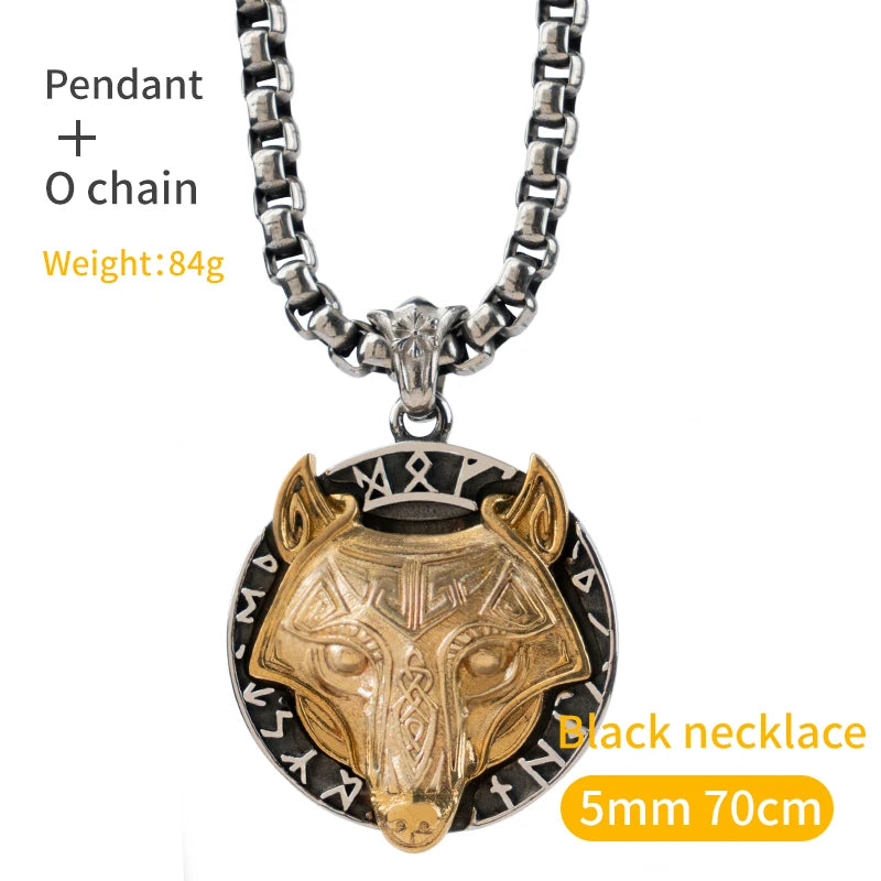 Viking wolf Knot Fenrir  necklace for men  nordic wolf stainless steel pendant
