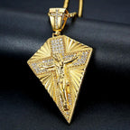 Men's Necklace Big Jesus Cross Pendant & Chain Mens Gold Color Stainless Steel Crucifix Necklaces Man Iced Out Bling