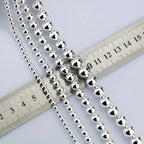 Fashion Man Genuine 925 Sterling Silver Beads Neck Chain 5 /6mm Link Necklace for Women Men Long Bead Chain Jewelry