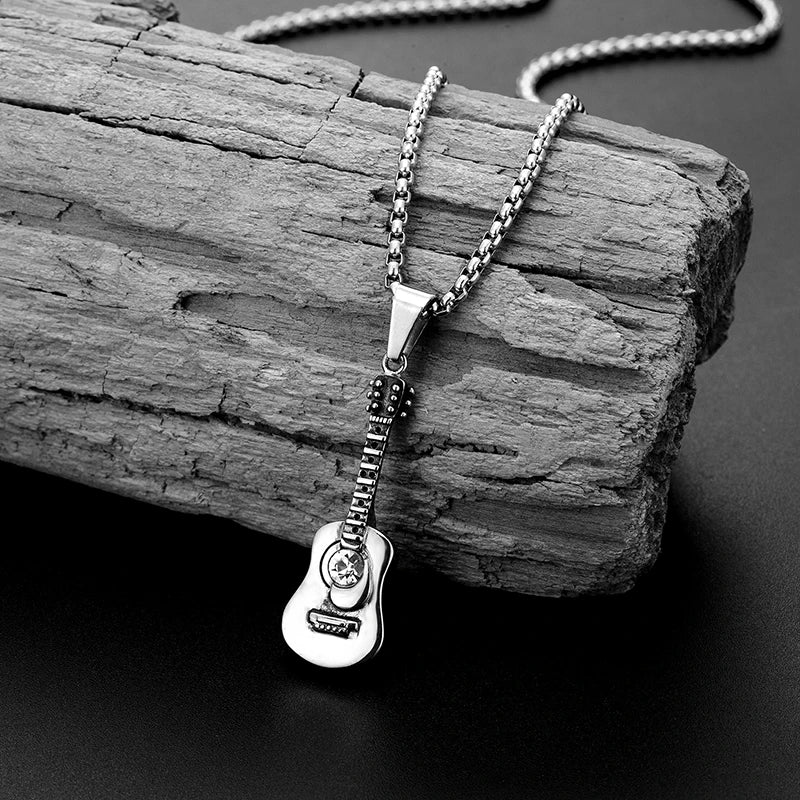 Guitar Stainless Steel Pendant Necklace