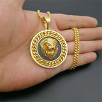 Lion Head Cuban Chain Pendant — Gold