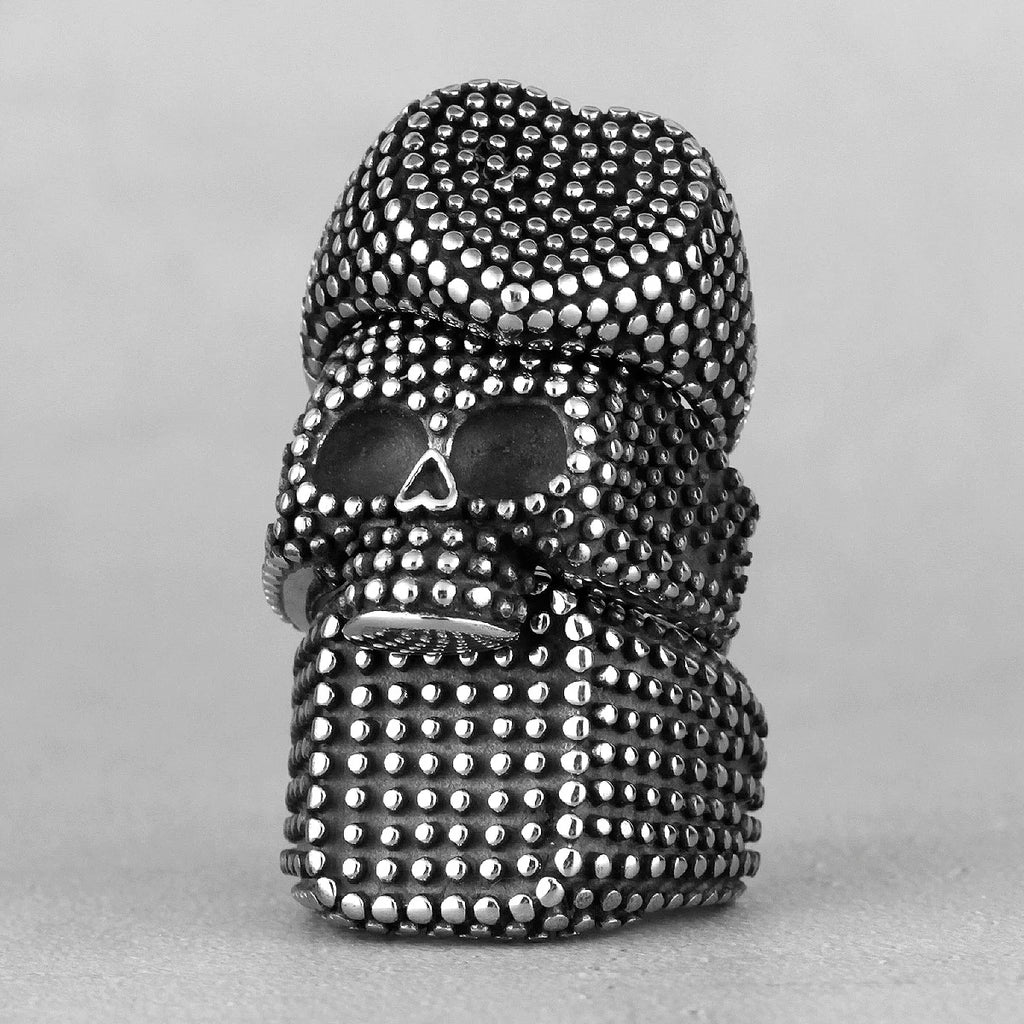 Retro Black Spot Geometry Skull Stainless Steel Mens Rings Simple for Male Boyfriend Biker Jewelry Creativity Gift