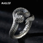 Rattlesnake Ring Vintage Silver Plated Snake Ring Motorcycle Party Punk Domineering Ring Women Men Ring Cool Hip Hop