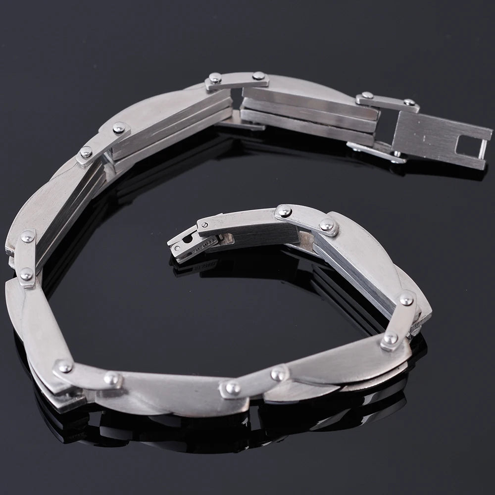 Bracelet Men 11MM Wide 8.67" Long Mens Cuff Bracelets & Bangles Solid Metal Stainless Steel On Hand Jewelry Boys