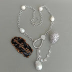 Iced Pearl Teardrop Pendant Necklace — 22"