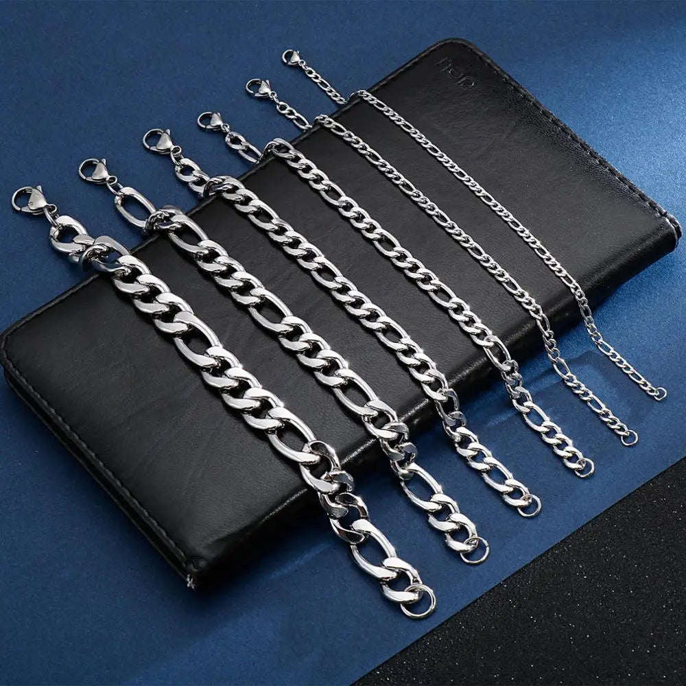 Figaro Chain Bracelet 3-11mm — Stainless Steel