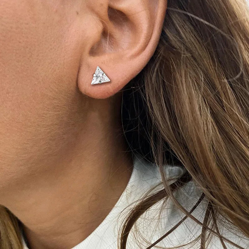 Iced Out Triangle Zircon Stud Earrings — SS