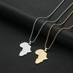 Kinitial Stainless Steel African Country Map Pendant Charm Necklace Jewelry Clavicle Chain Necklace for Women Party