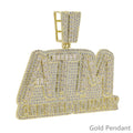 Iced Out Bling Letters ATM Addicted To Money Pendant Necklaces Gold Color AAA Zircon 5mm Tennis Chain Men's Hip Hop