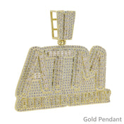 Iced Out ATM Money Letter Pendant Necklace — Gold