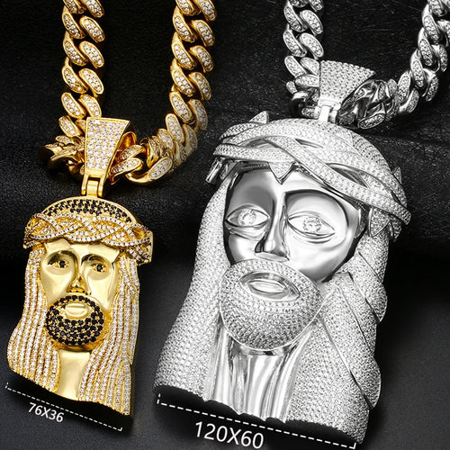 Bearded Jesus Iced Out CZ Pendant Necklace — Gold