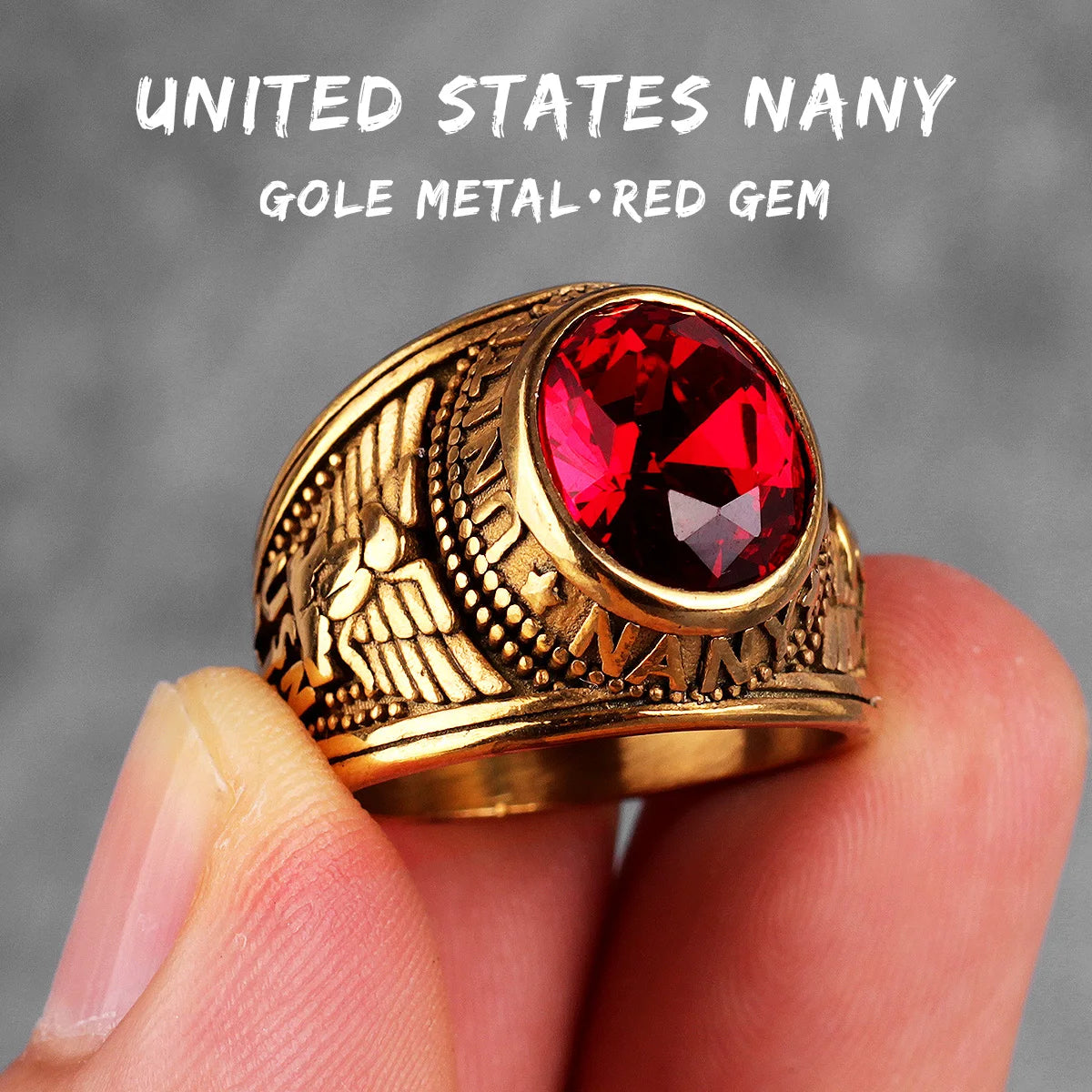 Stainless Steel Men Rings Rhinestone United States Punk Rock Hip Hop For Biker Male Boyfriend Jewelry Creativity Gift Wholesale