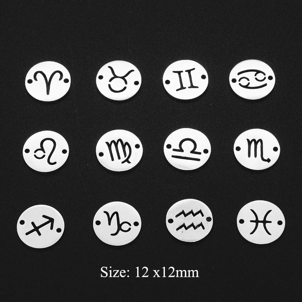Zodiac Sign Charm Earrings Set — Stainless Steel
