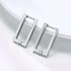 Minimal Rectangular Stud Earrings — Stainless Steel