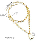 Two-Tone Lock Pendant Double Layer Chain Necklace