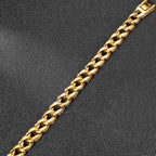 Luxury Gold Color Stainless Steel Bracelet for Man 12MM Wide On Hand Chain Homme Armband Men's Wristband Boyfriend