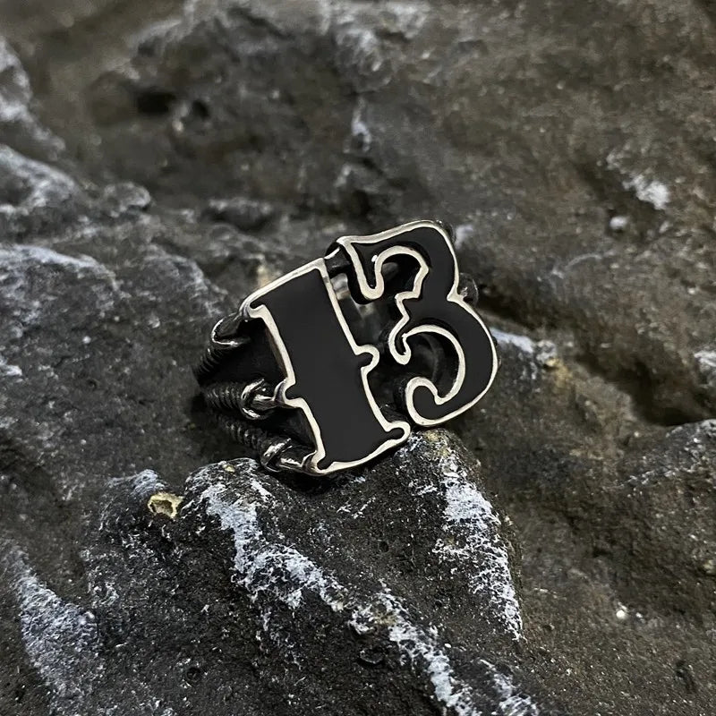 Lucky Number 13 Vintage Men Ring Stainless Steel Claw Gothic Gold Color Punk Jewelry Unisex Gift For Men Retro Hip Hop