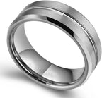 Fashion 8mm Men's Black Tungsten Wedding Band Rings Black Groove Beveled Edge Engagement Ring for Men's Valentine Gift