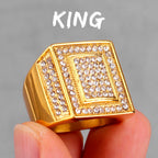 Luxury Rhinestone Stainless Steel Mens Rings Simple Trendy For Male Boyfriend Biker Jewelry Creativity Gift