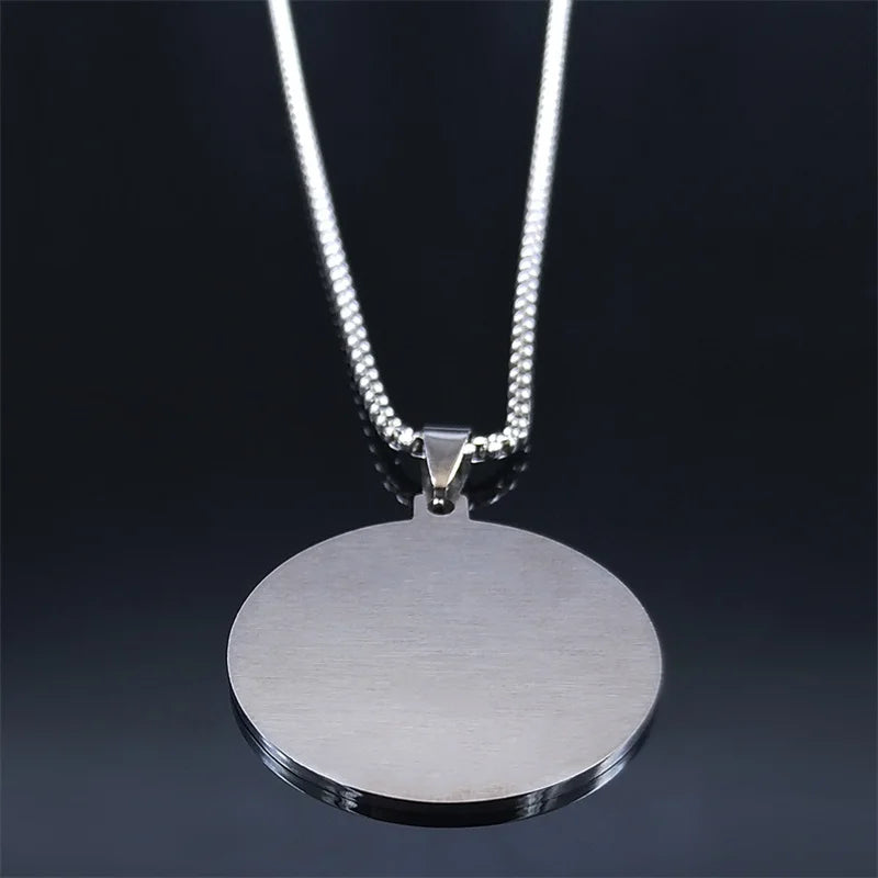 Star Pentacle Silver Pendant Necklace — Stainless Steel