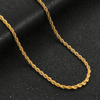 Gold Twisted Rope Chain Choker Necklace 6mm — Stainless Steel