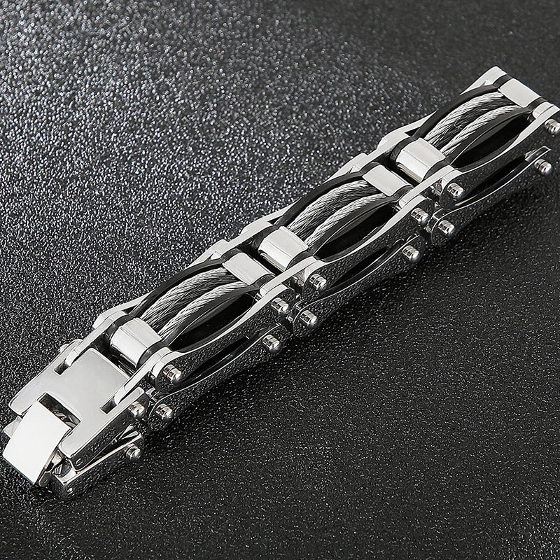 16MM Width Twist Chain Bracelet Man Heavy Black Stainless Steel Men's Bracelets On Hand Mannen Armband Male Jewelry