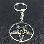 Baphomet Steel Ring Large Hollow Keychains Goat