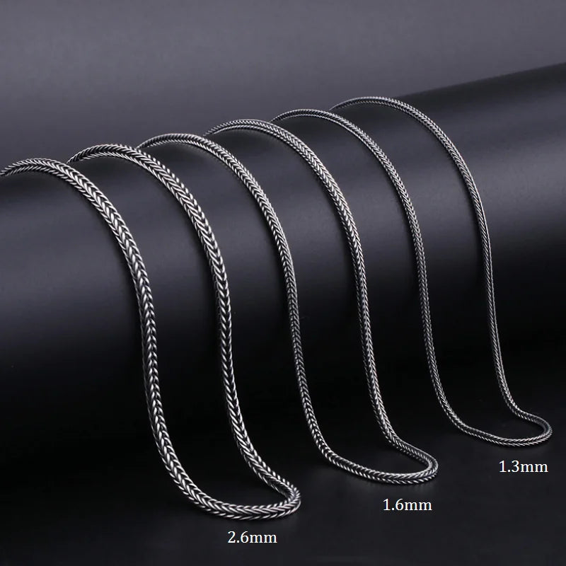 Fox Tail Weave Silver Chain Necklace