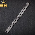 THE BLING KING 20mm Miami Prong Cuban Link Bracelet 3 Row Full Iced Out Rhinestones 7inch 8inch Bracelet Mens Hiphop