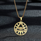 All-Seeing Eye Pyramid Necklace — Stainless Steel