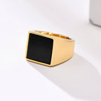 12.5mm Black Square Signet Ring — Stainless Steel