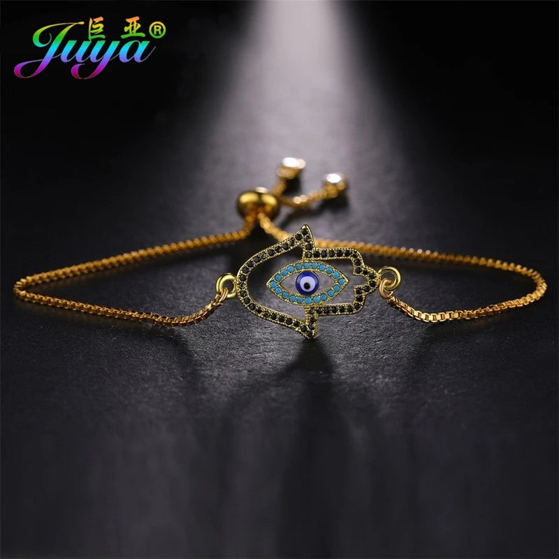Iced Out Hamsa Copper Bracelet — Adjustable