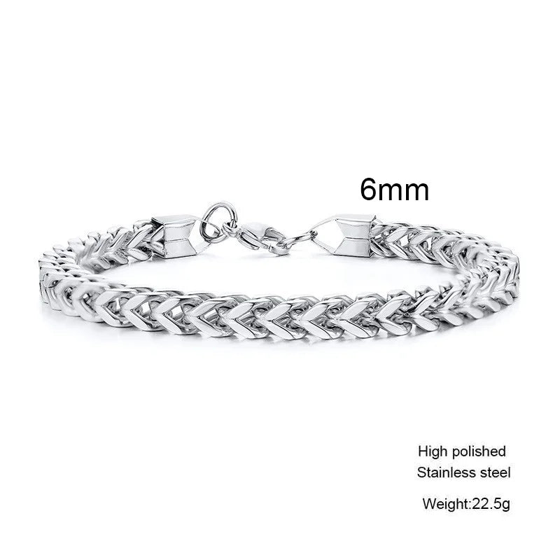 Stylish Stainless Steel Bali Foxtail Chain Bracelet for Men,Double Franco Link Chain Bracelets,Male Jewelry Gift for