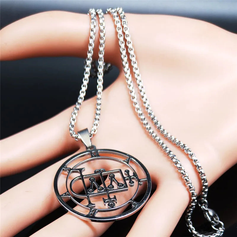 Demon Seal Silver Chain Necklace — Stainless Steel
