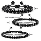 Beaded Bracelet 4 6 8mm Natural Stone Shiny Black Onyx Beads Bracelets & Bangles Adjustable Size Obsidian Wrist Jewelry