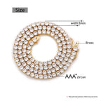 4mm 5mm 6mm Width Fashion Copper Iced Out Cubic Zircon Tennis Chain Necklace Rose Gold Silver Color Wholesale Drop Shipping