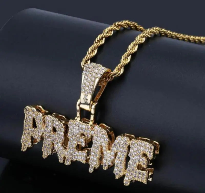 Hip Hop Rock Rapper Blessing Alphabet Pendant Necklace for Personality Men Fashion Street Trend Jewelry Accessories Gift