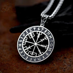 Vintage Viking Stainless Steel Viking Compass Necklace Pendant Men Chains Biker Nordic Odin Rune Pendant Amulet Jewelry
