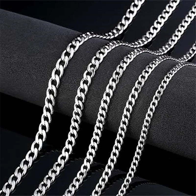 Cuban Curb Chain Necklace 7mm — Silver