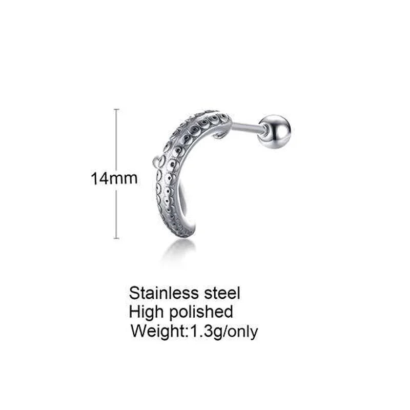 Spike Single Huggie Earrings — Stainless Steel
