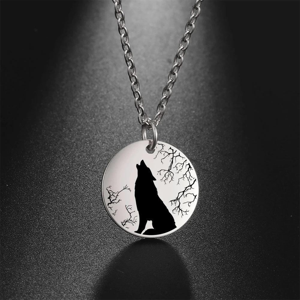 Wolf Moon Pendant Necklace — Silver