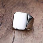 12.5mm Black Square Signet Ring — Stainless Steel