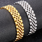 Gold Color Stainless Steel Man Bracelet for Women 15MM Wide Length Adjustable Chain Bracelets Men's Mannen Armband