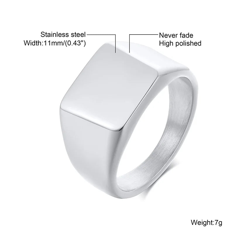 Lotus Signet Pinky Ring — Stainless Steel