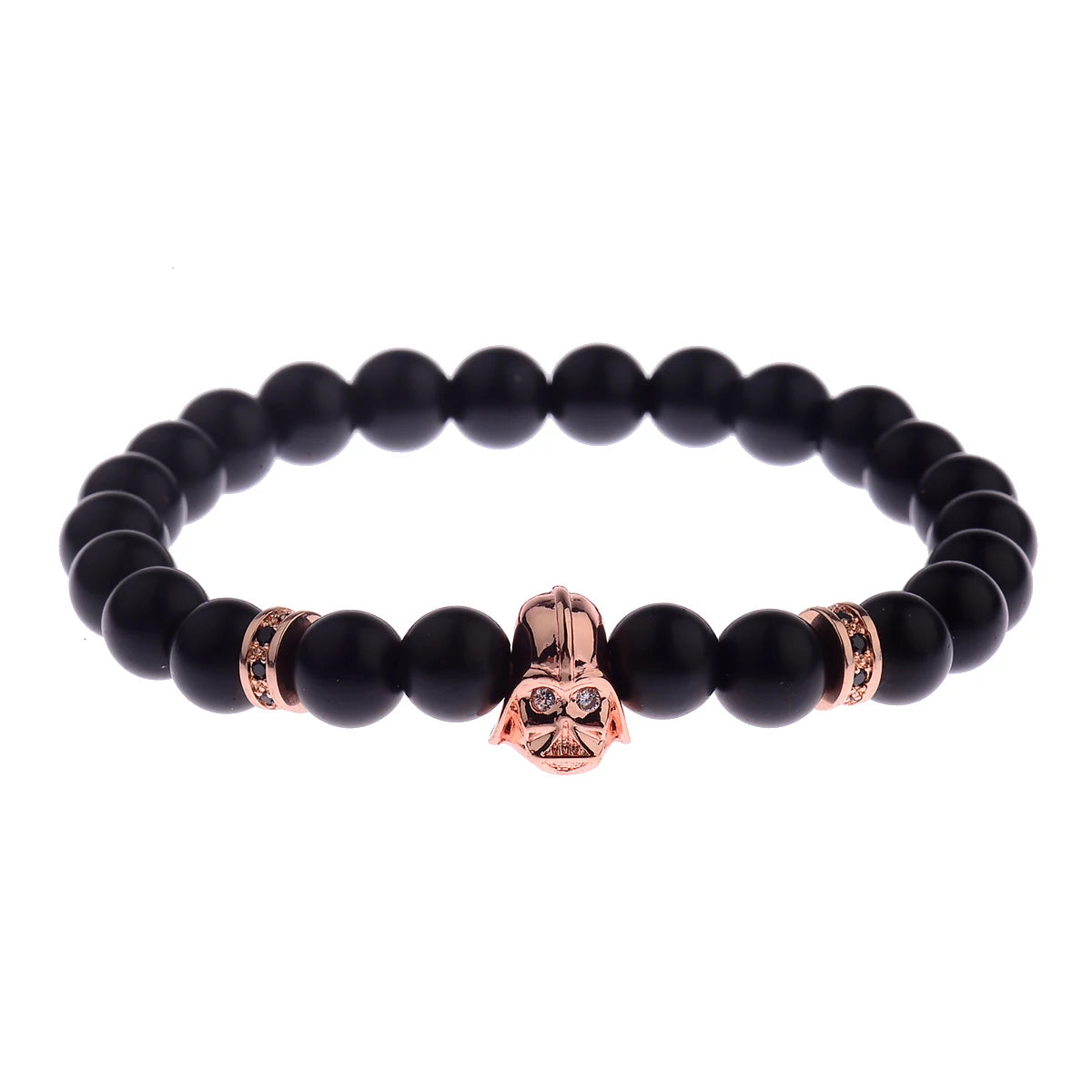 Charm Mens CZ Beaded Bracelets 8mm Bright Black Lava Stone Bracelets Homme Black Matte Bracelets For Women Dropshipping