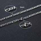 Vnox 3-8mm Figaro Chain for Men Women, Stainless Steel Cuban Link Chain,Gold Color Solid Metal Choker,Simple Basic