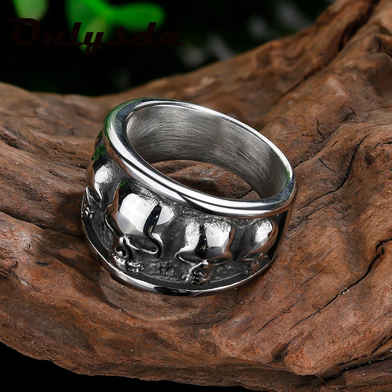 Free shipping Style Stainless Steel Gothic Accessories Lost Skull Ring Anel Masculino Punk Jewelry Boyfriend Gift OSR731