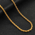 Gold Twisted Rope Chain Choker Necklace 6mm — Stainless Steel